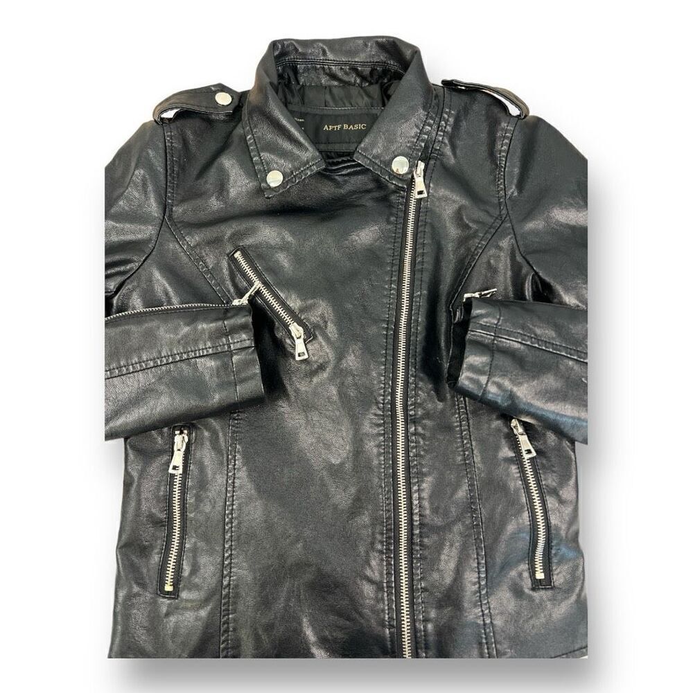 Aftf Basic Leather Jacket Size Medium - image 3